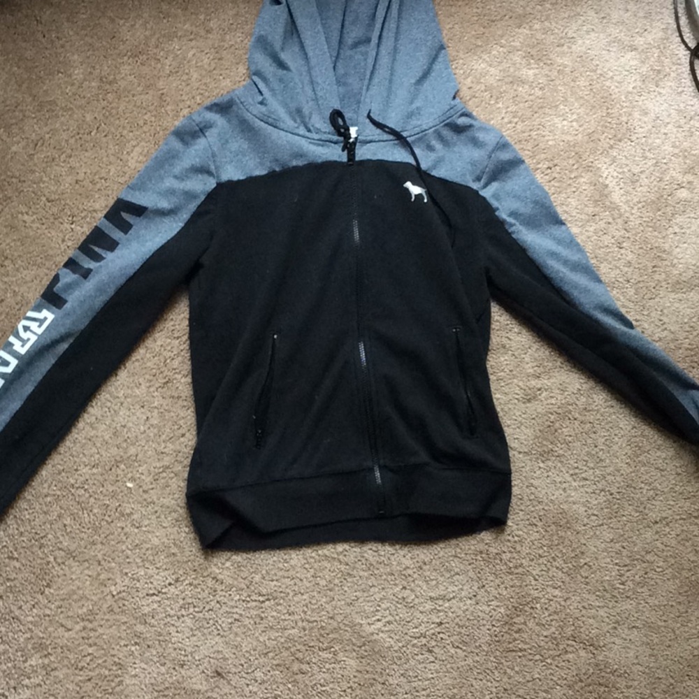Pink black/gray zip up sweatshirt (barely worn)
